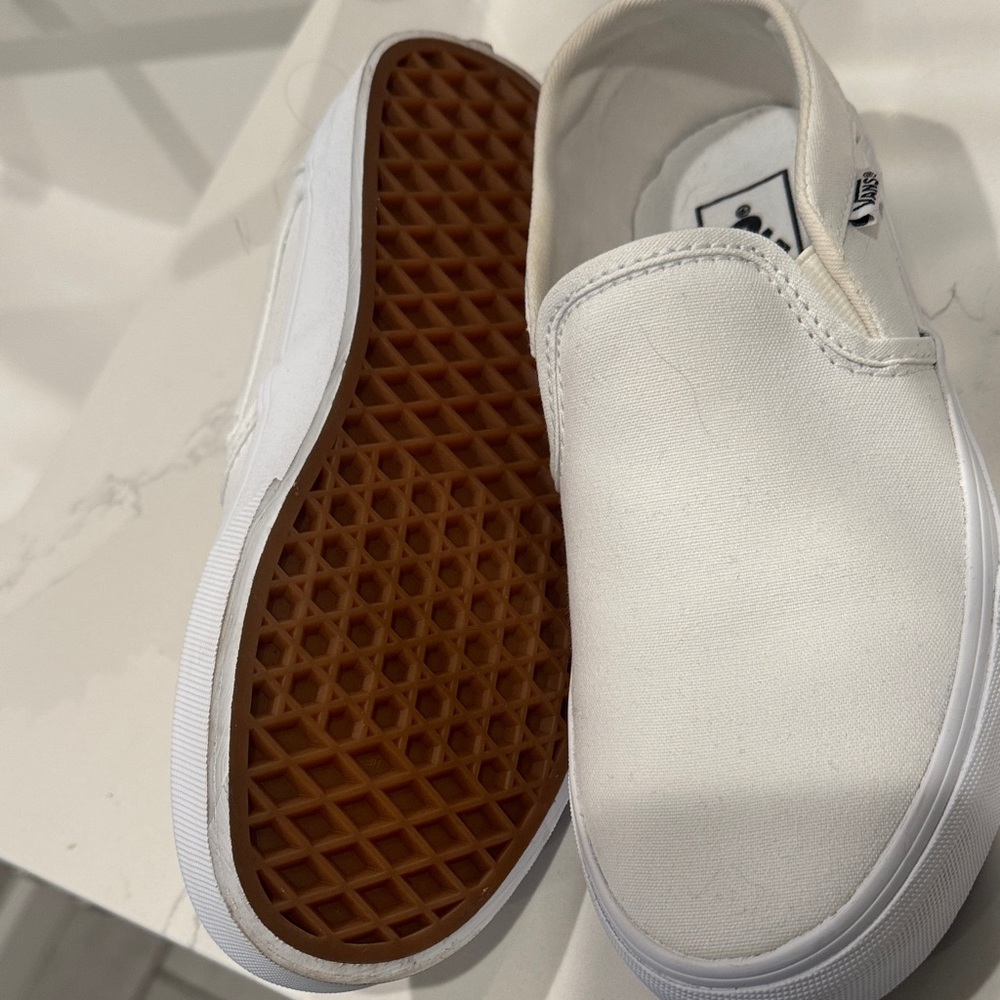 Classic White Vans Canvas Slip-On Sneakers - Picture 3 of 3